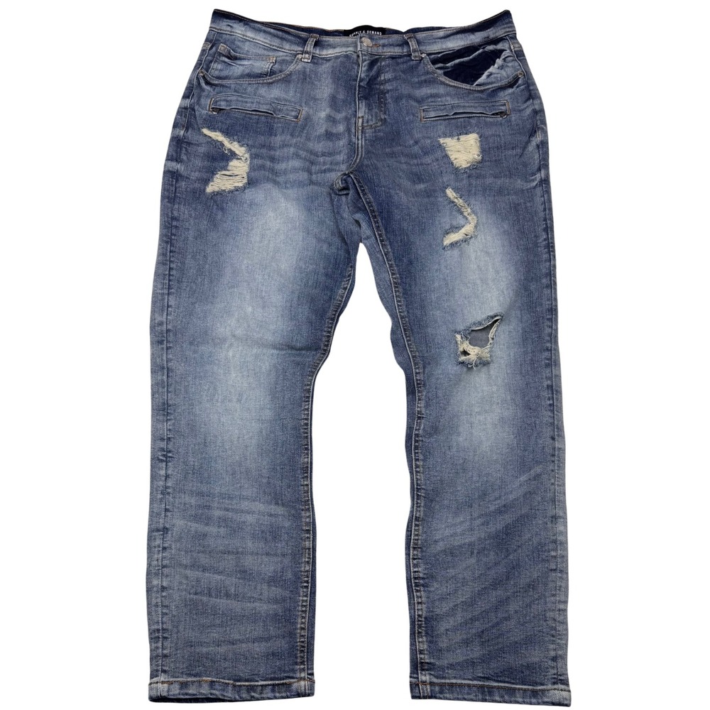Supply & Demand Jeans Men Distressed Stretch Zip Pockets 37x31 Grunge Punk Moto‎